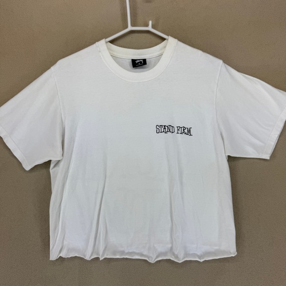 Stussy Tops - Stussy White "End Racism Now" Cropped T Shirt‎ Graphic Tee Size Medium
